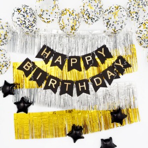 생일파티 장식세트 [컨페티 수술데코 골드실버]