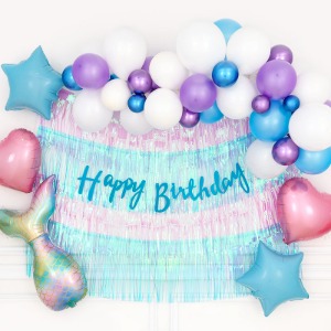 생일파티 장식세트 [인어공주 수술데코 블루퍼플]